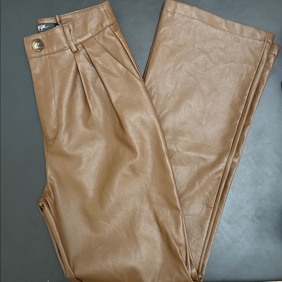 Nasty Gal Pants - Nasty Gal Brown Faux Leather Pants